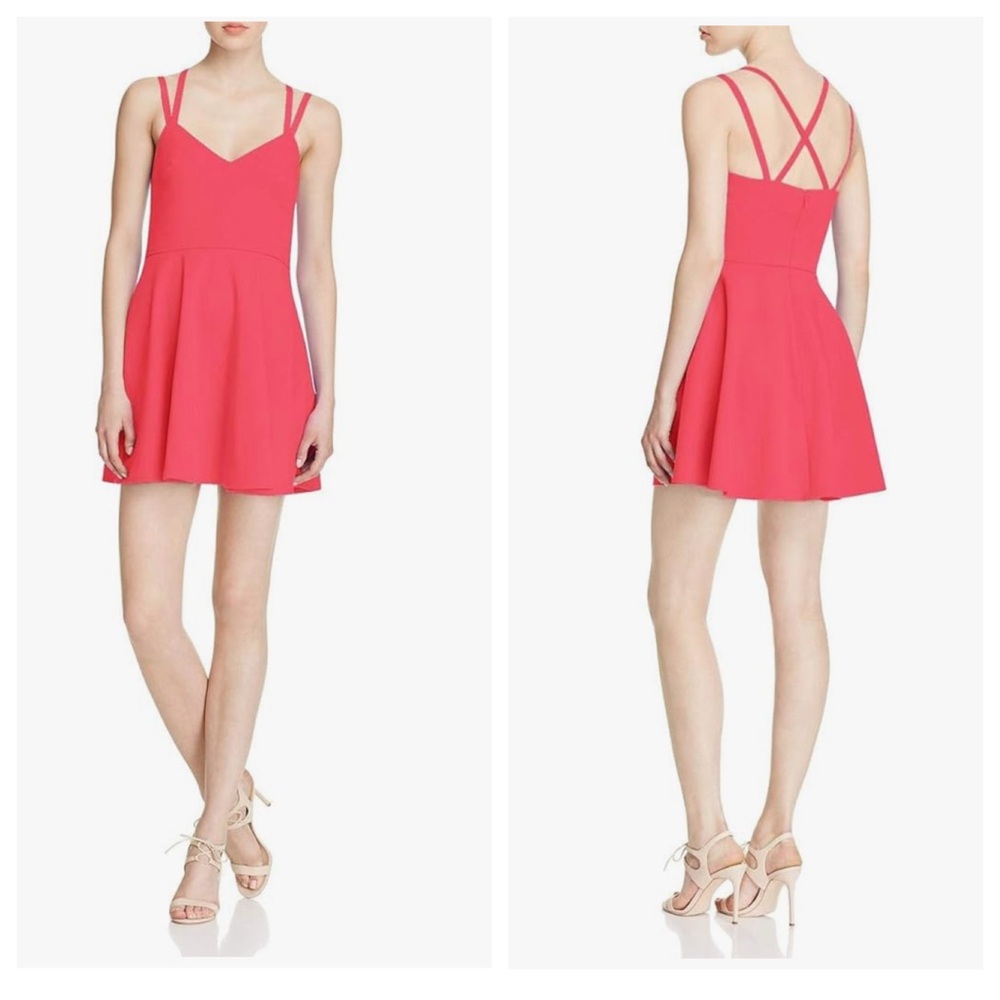 French Connection Whisper Light Strappy Stretch Mini Dress in Pink, Size 8